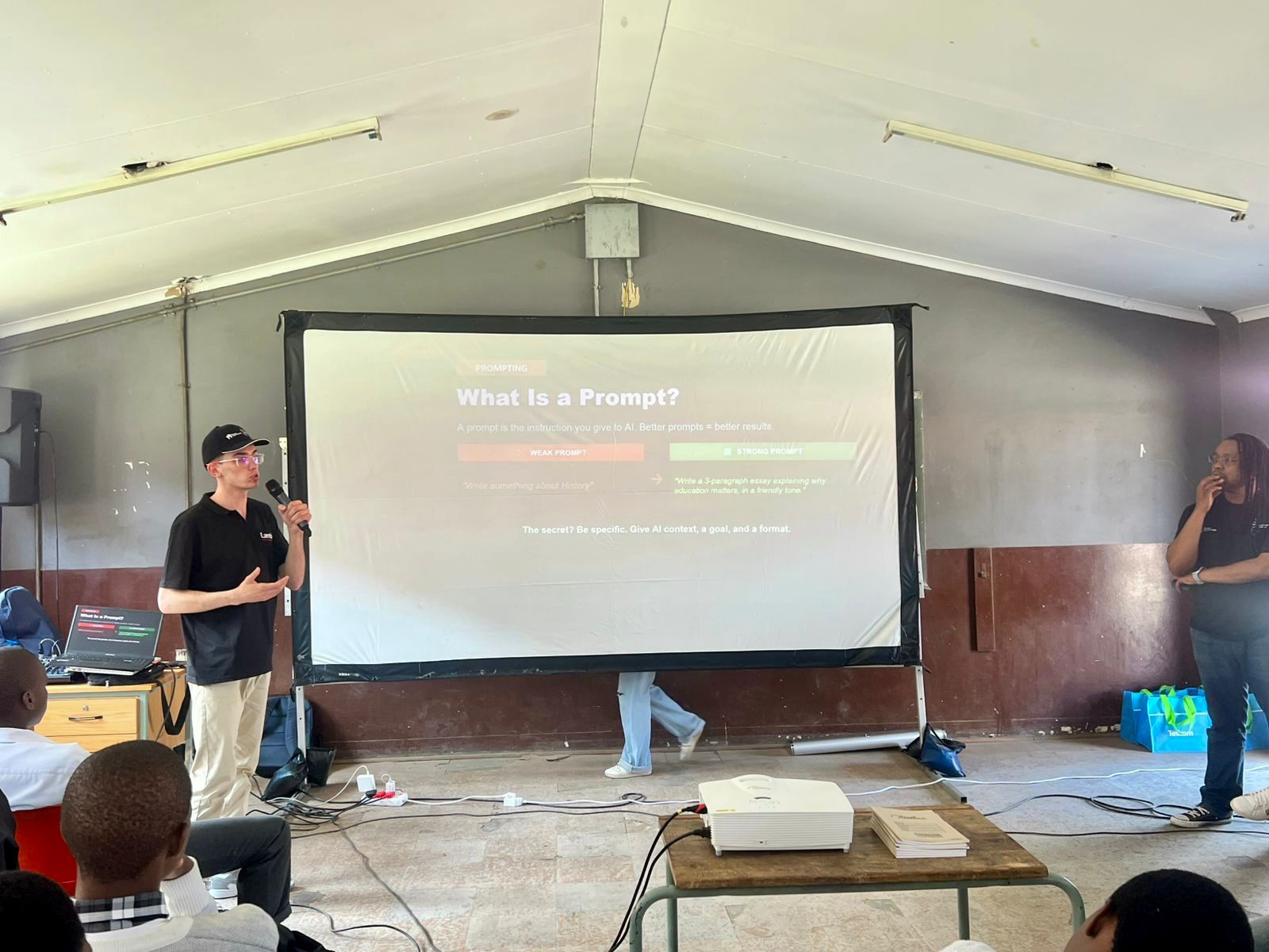 Lambie AI presenting What Is a Prompt at Lebohang Secondary School